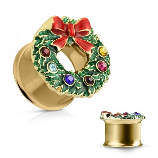 Ecarteur tunnel de noel � couronne de sapin et noeud