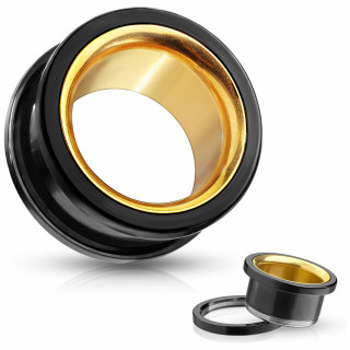 Ecarteur tunnel d�vissable noir � int�rieur dor� en acier