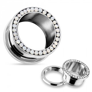 Ecarteur tunnel en acier � cercle de pierres d'Opalite