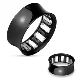 Ecarteur tunnel en acier noir pav� de pierres carr�es � l'int�rieur