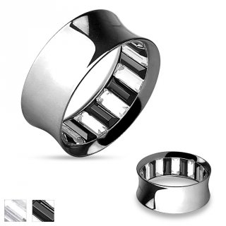 Ecarteur tunnel en acier pav� de pierres carr�es � l'int�rieur