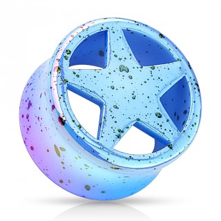 Ecarteur tunnel en acrylique bleu tachet� noir avec �toile