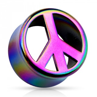 Ecarteur tunnel en acrylique nuanc� arc en ciel avec symbole Peace