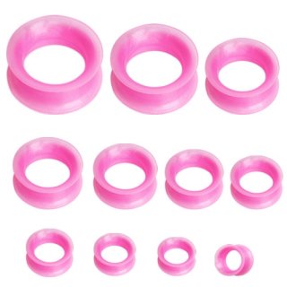 Ecarteur tunnel en silicone rose aspect nacr�