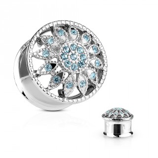 Ecarteur tunnel fleur de strass ajour�e et cercl�e