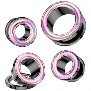 Ecarteur tunnel noir d�vissable en acier � anneau iris�