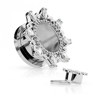 Ecarteur tunnel � zirconiums taill�s en marquise