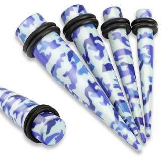 Ecarteur type tapers � motif camouflage militaire bleu