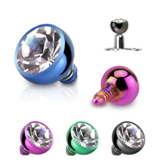 Embout � demi-sph�re sertie en acier teint� titanium pour ancre microdermal