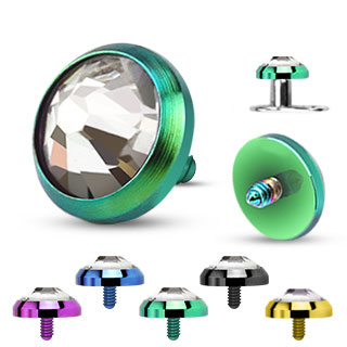 Embout � d�me plat serti en acier teint� titanium pour implant microdermal