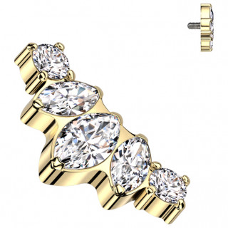 Embout Couronne chic en Titane dor� � zirconiums (pour filetage interne)