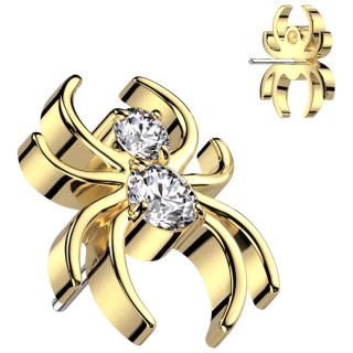 Embout de piercing Araign�e dor�e sertie en Titane (pour tige push-in)