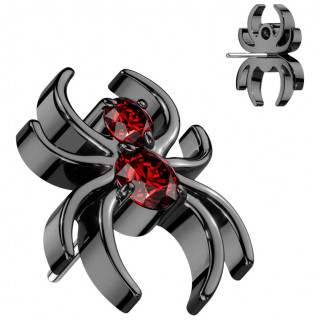 Embout de piercing Araign�e noire sertie en Titane (pour tige push-in)