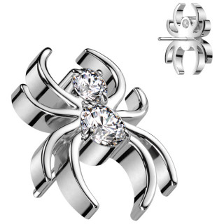 Embout de piercing Titane Araign�e sertie (pour tige push-in)