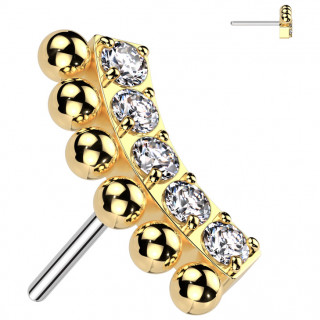 Embout de piercing Arc de perles dor� serti en Titane (pour tige push-in)