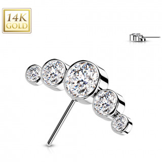 Embout de piercing Arc d'or blanc 14 carats � zirconiums (pour tige push-in)