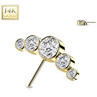 Embout de piercing Arc d'or jaune 14 carats � zirconiums (pour tige push-in)