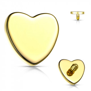 Embout de piercing Coeur Dor� en acier (pour tige filetage interne)
