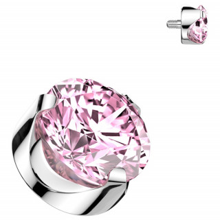Embout de piercing en Titane � zirconium griff� Rose (pour tige � filetage interne)