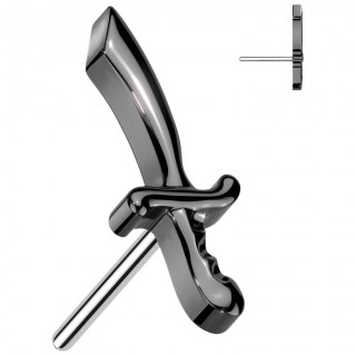 Embout de piercing Ep�e noire en Titane (pour tige push-in)