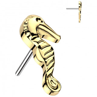 Embout de piercing Hippocampe dor� en Titane (pour tige push-in)