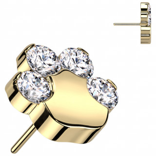 Embout de piercing Patte d'animal en Titane dor� (pour tige push-in)