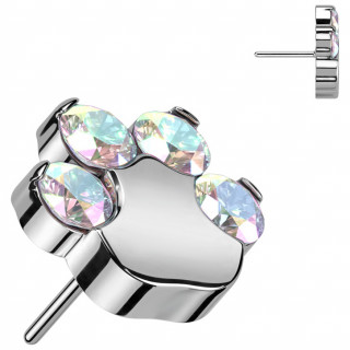 Embout de piercing Patte d'animal en Titane � strass Aurore Bor�ale (pour tige push-in)