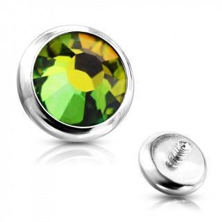 Embout disque de piercing en acier � cristal Vitrail Medium (pour tige filetage interne)
