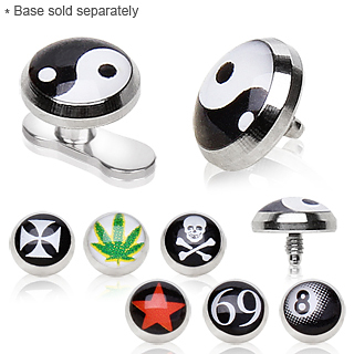 Embout d�me plat avec logo pour piercing microdermal