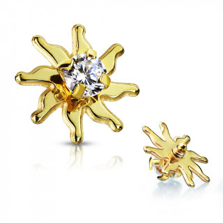 Embout dor� � soleil tribal serti pour piercing microdermal