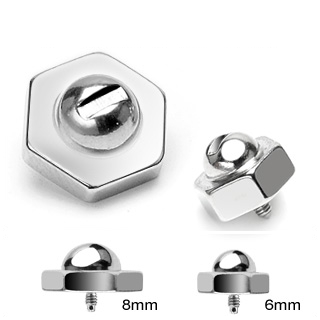 Embout �crou en acier pour piercing microdermal