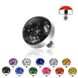 Embout en acier � d�me scintillant pour piercing microdermal