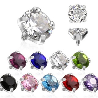 Embout filet� en acier � strass griff� pour piercing (remplacement)