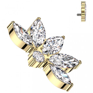 Embout Lotus chic en Titane dor� � zirconiums (pour filetage interne)