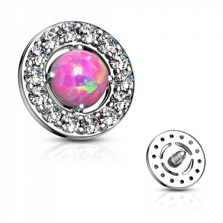 Embout microdermal disque � strass et opale rose
