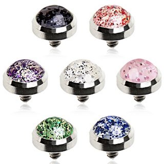 Embout microdermal en acier avec d�me � paillettes