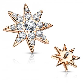 Embout microdermal �toile astrale pav�e de strass - Cuivr�