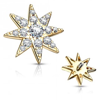 Embout microdermal �toile astrale pav�e de strass - Dor�