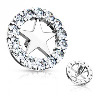 Embout microdermal � �toile cercl�e de strass clairs