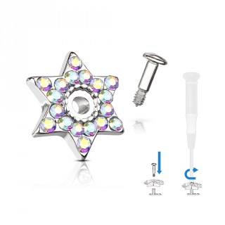 Embout microdermal �toile de David strass - Aurore bor�ale