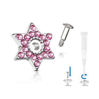 Embout microdermal �toile de David strass - Rose