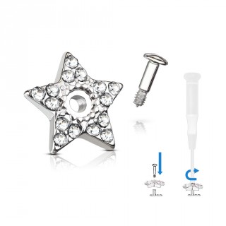 Embout microdermal �toile pav�e de strass - Clair