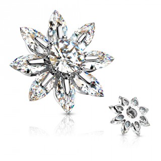 Embout microdermal fleur � zirconiums en marquises - Gris