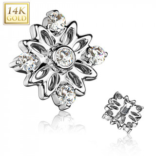 Embout microdermal fleur �labor�e en or blanc 14 carats