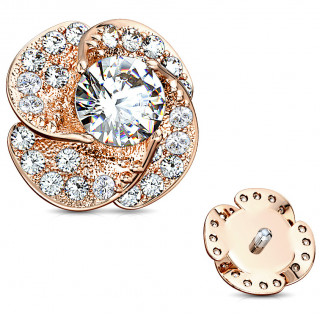 Embout microdermal � rose cuivr�e pav�e de zirconiums