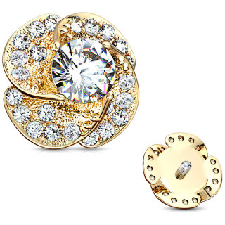 Embout microdermal � rose dor�e pav�e de zirconiums