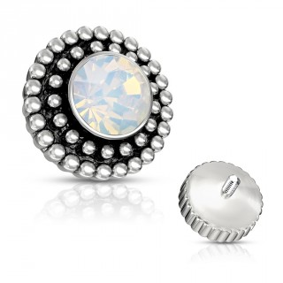 Embout microdermal steampunk roue dent�e � opale - Gris antique