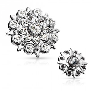 Embout microdermal style floral pav� de strass