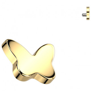Embout papillon dor� en Titane pour piercing (pour tige filetage interne)