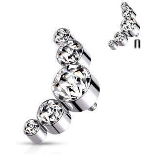 Embout piercing acier � arc de 5 de cristaux (filetage interne) - Clair